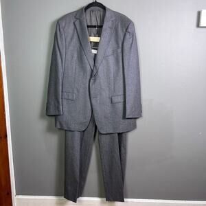 Z‎ Zegna suit blazer pants size 42 L US / 54 R Italy City gray flannel wool